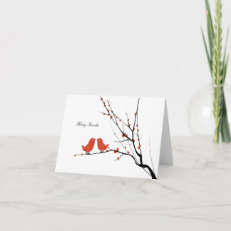 Tarjeta De Agradecimiento La foto personalizada los Lovebirds del escarlata