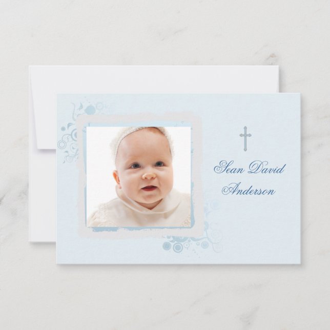 Tarjeta De Agradecimiento La foto plana azul fresca le agradece (Anverso)