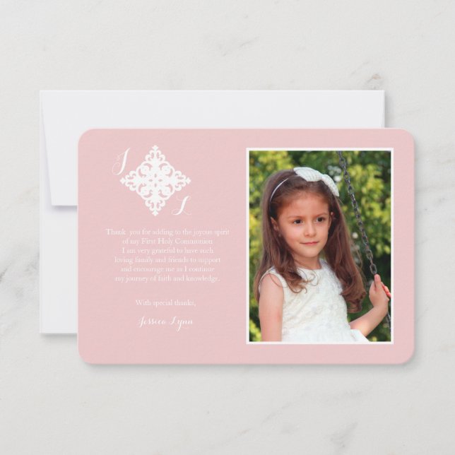 Tarjeta De Agradecimiento La foto religiosa cruzada reverente le agradece (Anverso)