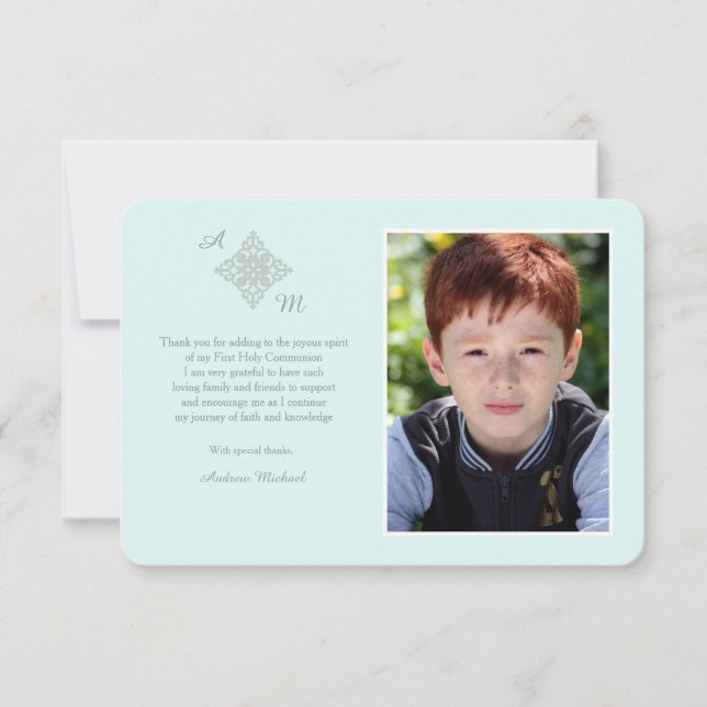 Tarjeta De Agradecimiento La foto religiosa cruzada reverente le agradece (Anverso)