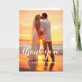 Tarjeta De Agradecimiento La foto simple de la boda le agradece cardar