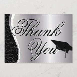 Tarjeta De Agradecimiento La graduación de plata y negra le agradece