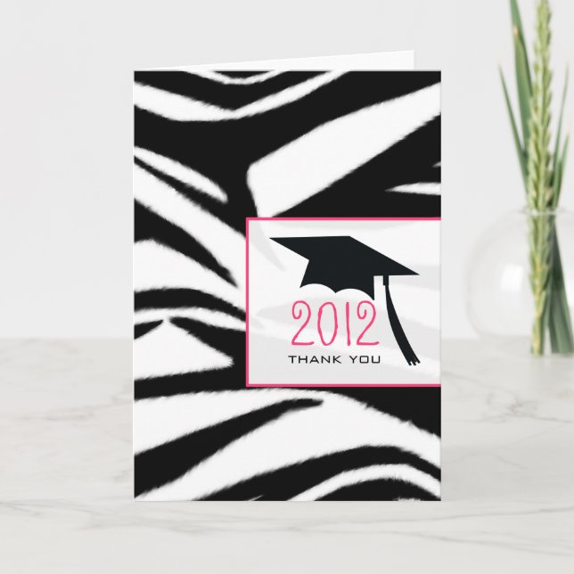 Tarjeta De Agradecimiento La graduación del estampado de zebra le agradece (Anverso)