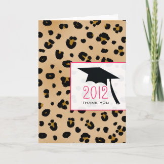 Tarjeta De Agradecimiento La graduación del estampado leopardo le agradece