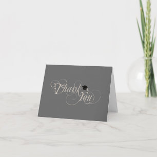 Tarjeta De Agradecimiento La graduación elegante del tipo y del casquillo le