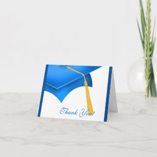 Tarjeta De Agradecimiento La graduación le agradece el casquillo azul blanco
