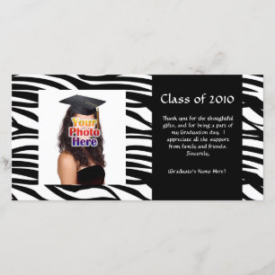Tarjeta De Agradecimiento La graduación negra de la cebra agradece le o la