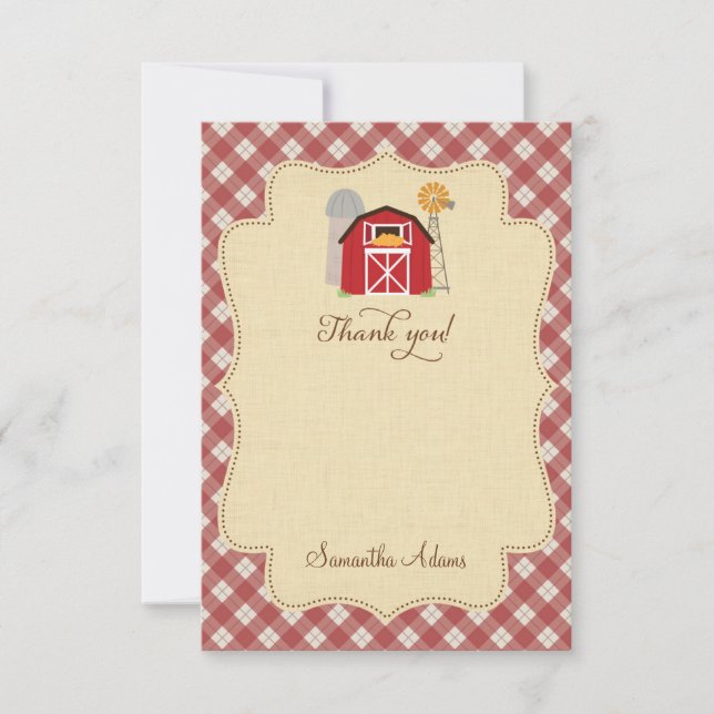 Tarjeta De Agradecimiento La granja rústica le agradece cardar (Anverso)