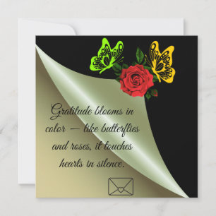 Tarjeta De Agradecimiento La gratitud florece en colores como mariposas y ro