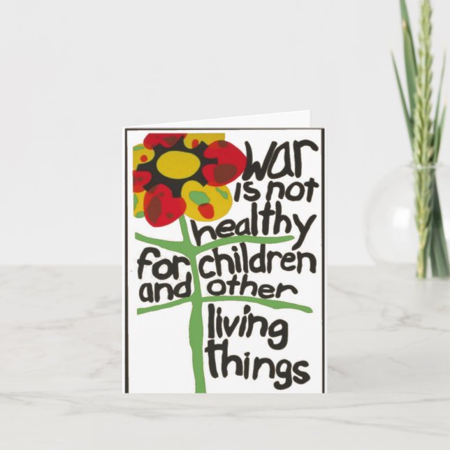 Tarjeta De Agradecimiento La guerra no es saludable para los niños (Anverso)