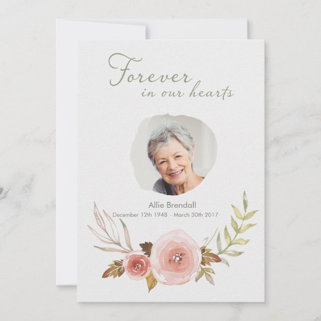 Tarjeta De Agradecimiento La guirnalda subió condolencia de la acuarela de (Anverso)