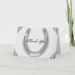 Tarjeta De Agradecimiento La herradura de plata en la boda blanca le