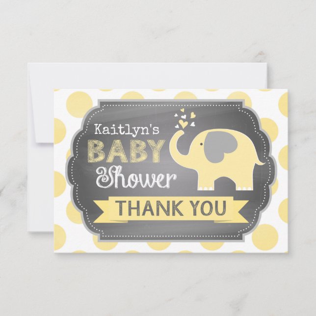 Tarjeta De Agradecimiento La impresión amarilla del punto del elefante le (Anverso)