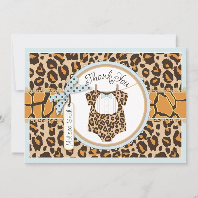 Tarjeta De Agradecimiento La impresión del guepardo de la pajarita del bebé (Anverso)