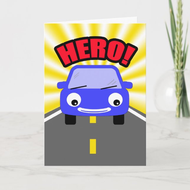 Tarjeta De Agradecimiento La impulsión de los héroes Carpool-Le agradece (Anverso)