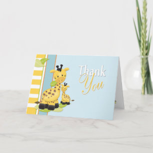 Tarjeta De Agradecimiento La jirafa del bebé le agradece cardar