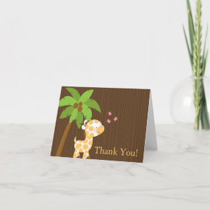 Tarjeta De Agradecimiento La jirafa linda Baby Shower de la selva le