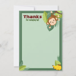 Tarjeta De Agradecimiento La jungla Monkey Animal Boy Birday Shower