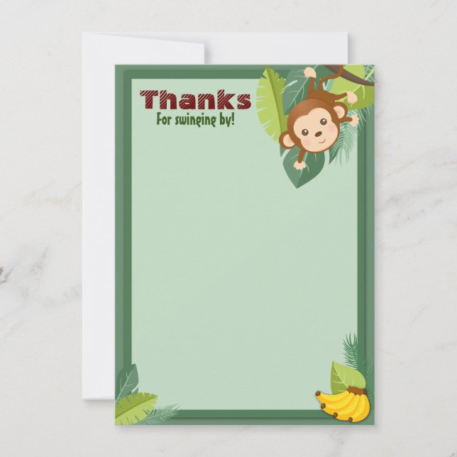 Tarjeta De Agradecimiento La jungla Monkey Animal Boy Birday Shower (Anverso)