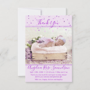 Tarjeta De Agradecimiento La lavanda Baby Shower púrpura le agradece FOTO