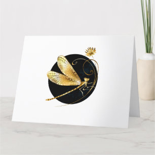 Tarjeta De Agradecimiento La libélula dorada en círculo negro