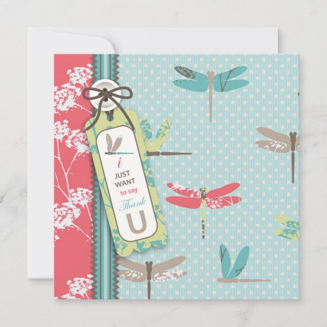 Tarjeta De Agradecimiento La libélula soña el cuadrado de TY (Anverso)