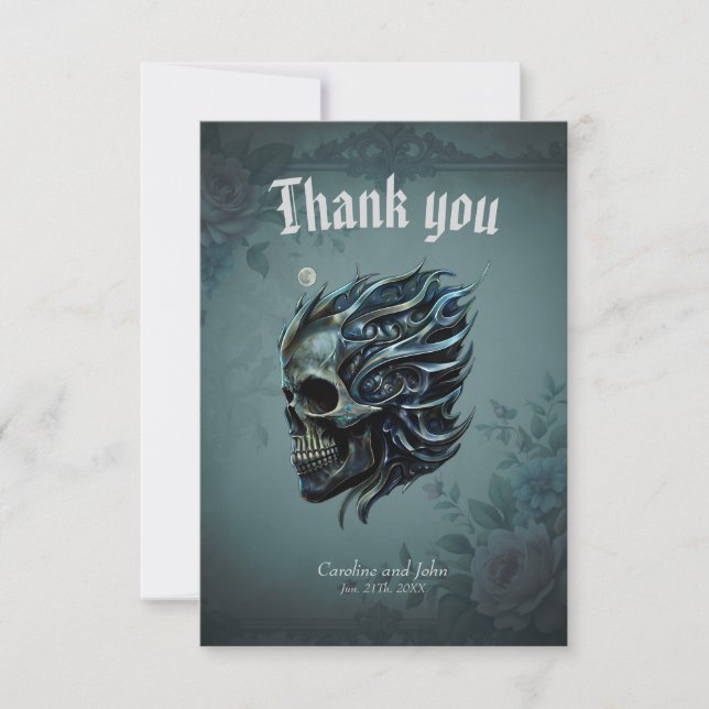 Tarjeta De Agradecimiento La llama de la vida: un diseño de cráneo. (Anverso)