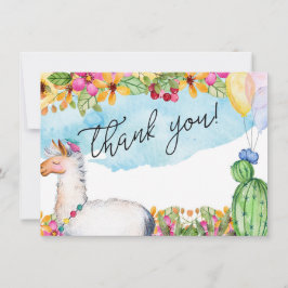 Tarjeta De Agradecimiento La llama y el cactus de la acuarela le agradecen