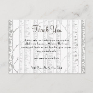 Tarjeta De Agradecimiento La madera de abedul del invierno le agradece