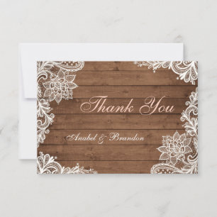 Tarjeta De Agradecimiento La madera rústica del cordón le agradece cardar