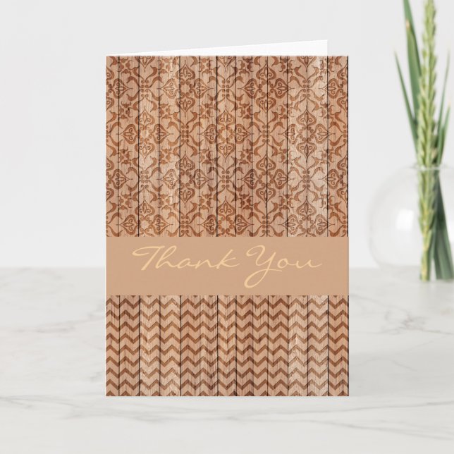 Tarjeta De Agradecimiento La madera tallada le agradece cardar (Anverso)