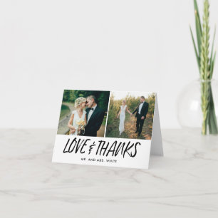 Tarjeta De Agradecimiento La mano puesta letras casando la foto le agradece