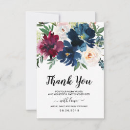 Tarjeta De Agradecimiento La Marina de Borgoña Flores Baby Shower Gracias