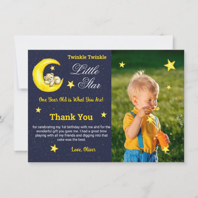 Tarjeta De Agradecimiento La Marina de Oro Twinkle Pequeña Estrella Primer c (Anverso)