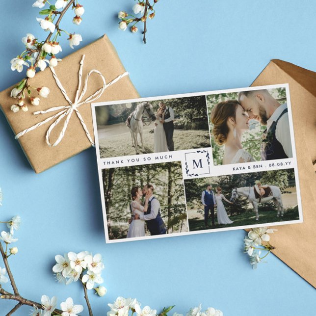 Tarjeta De Agradecimiento La Marina Monogramada 4 Boda de Collage de fotos G (Subido por el creador)