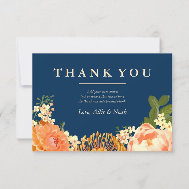 Tarjeta De Agradecimiento La Marina y la Naranja Floral Gracias (Anverso)