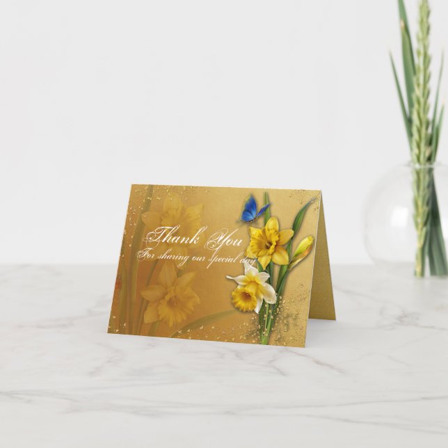 Tarjeta De Agradecimiento La mariposa azul en casarse de los narcisos le (Anverso)