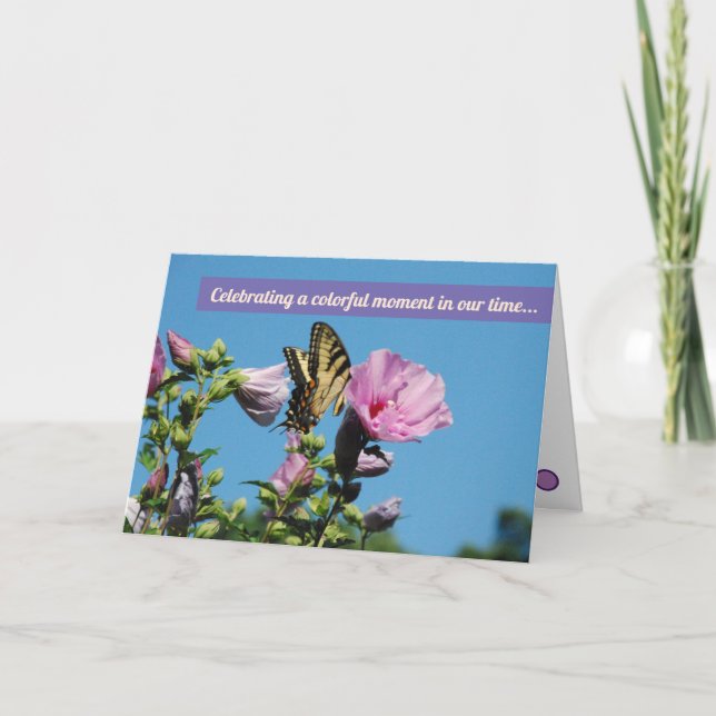 Tarjeta De Agradecimiento La mariposa en flores le agradece cardar (Anverso)