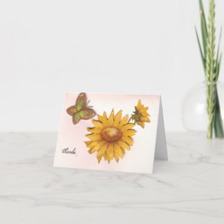 Tarjeta De Agradecimiento La mariposa y los girasoles le agradecen cardar