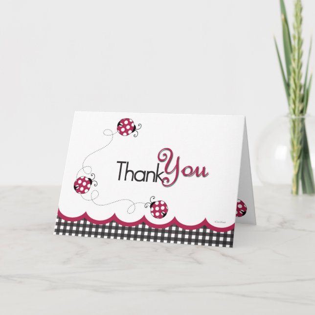 Tarjeta De Agradecimiento La mariquita de la guinga le agradece cardar (Anverso)