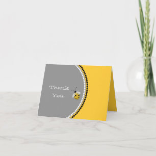 Tarjeta De Agradecimiento La mariquita gris y amarilla elegante le agradece