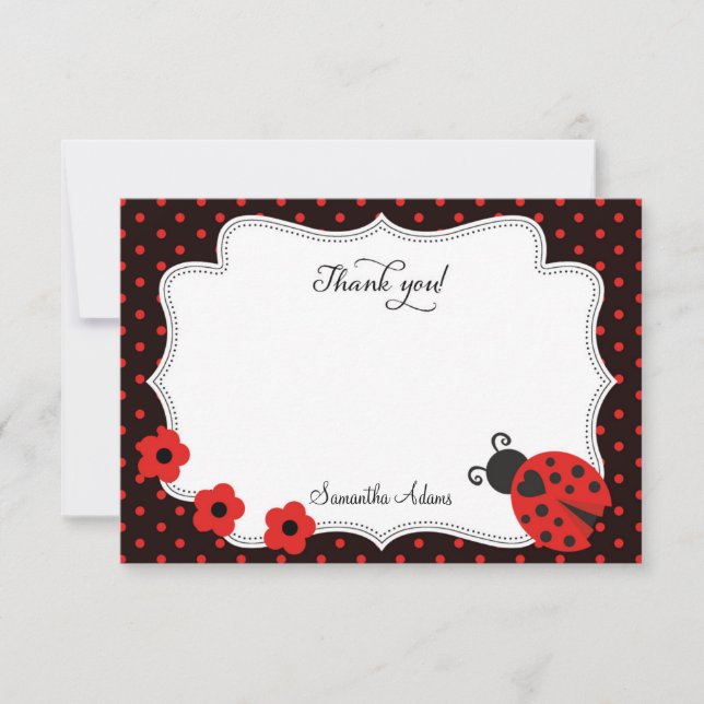 Tarjeta De Agradecimiento La mariquita le agradece cardar (Anverso)