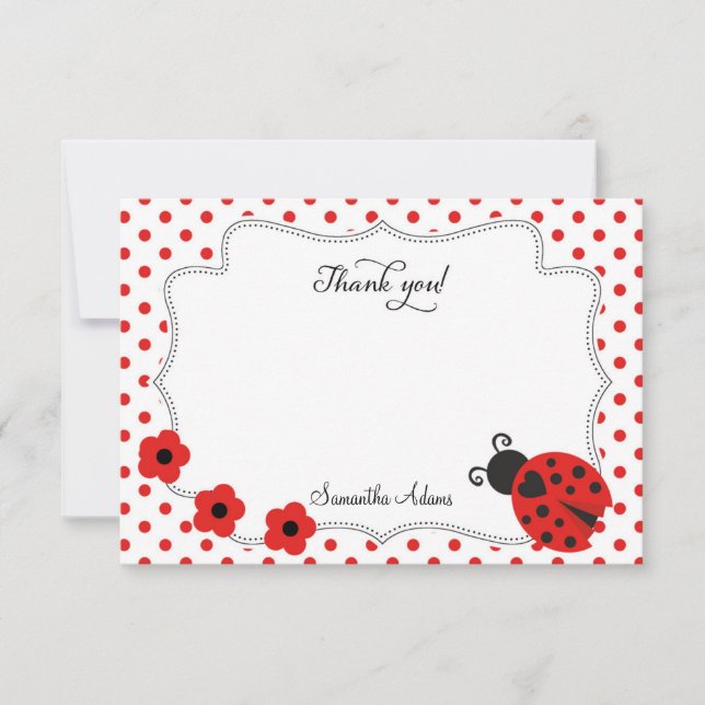 Tarjeta De Agradecimiento La mariquita le agradece cardar (Anverso)