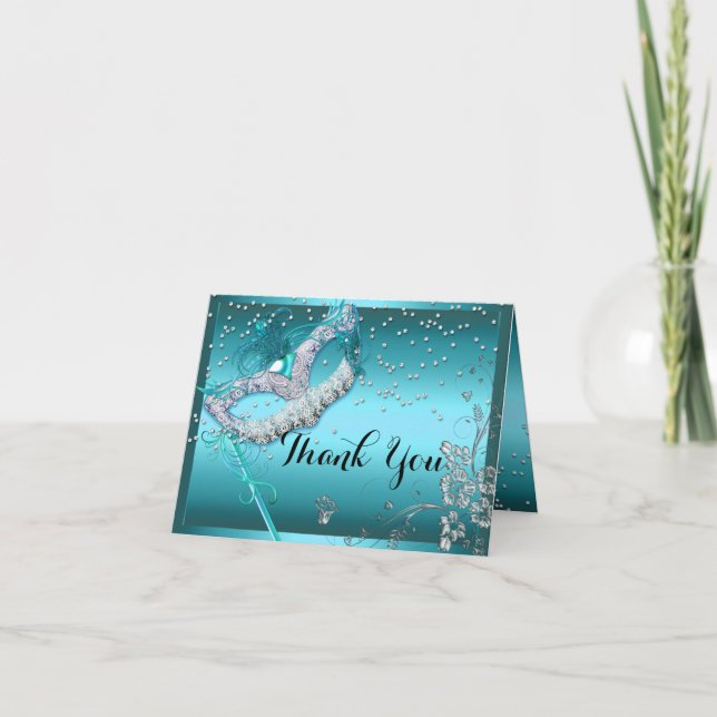 Tarjeta De Agradecimiento La mascarada azul de la chispa le agradece cardar (Anverso)