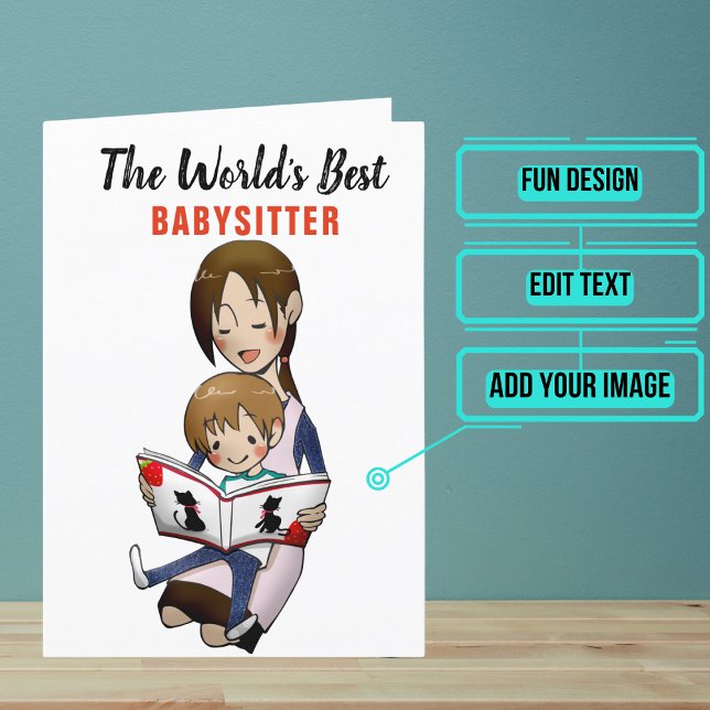 Tarjeta De Agradecimiento La mejor niñera del mundo (Show your babysitter that you dearly appreciate her.)