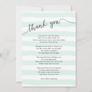 Tarjeta De Agradecimiento La menta raya el poema neutral de Baby Shower