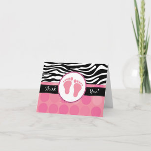 Tarjeta De Agradecimiento La MOD Baby Shower doblado estampado de zebra le