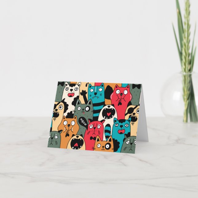 Tarjeta De Agradecimiento La multitud de gatos (Anverso)