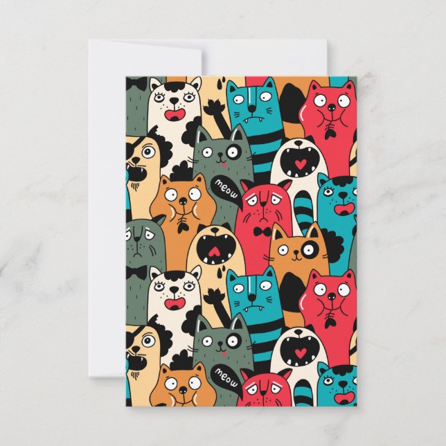 Tarjeta De Agradecimiento La multitud de gatos (Anverso)