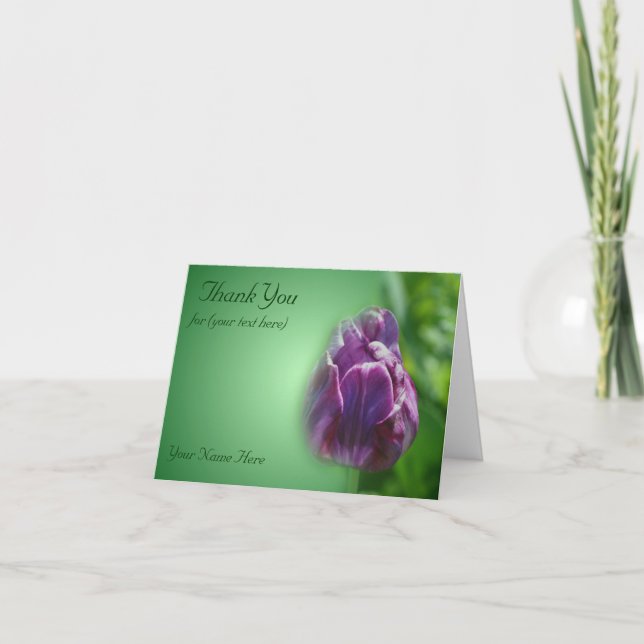 Tarjeta De Agradecimiento La naturaleza de la flor de tulipán púrpura gracia (Anverso)